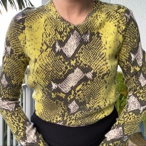 Equipment Sloan Snake Python Green 100% Cashmere Sweater Top XS